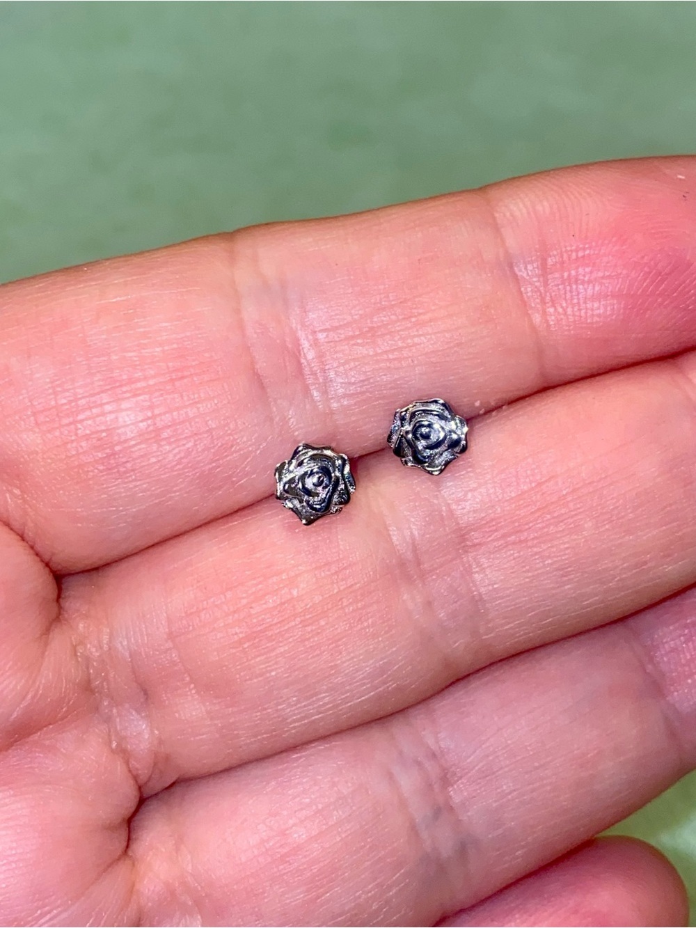Sterling Silver Rose Stud Earrings - Floral Mini Earrings